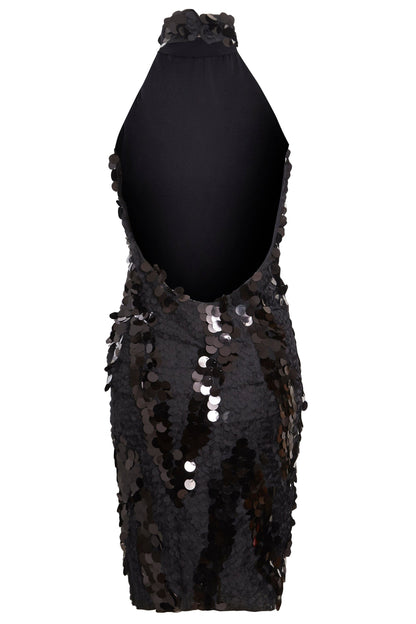 Sparkly black mini dress from Blush Athena, featuring a fitted design and shimmering embellishments, perfect for evening wear.
