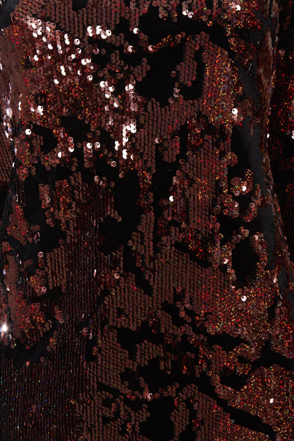 Sparkly brown tie-back top from Blush Athena, featuring a stylish dress with shimmering fabric and a back tie design.