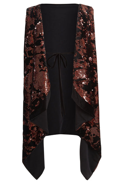 Sparkly brown tie-back top from Blush Athena, featured in a stylish dress with shimmering fabric and elegant design.