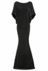 Black cowl back gown by Blush Athena, elegant dress featuring a flowing silhouette and stylish draped back design.