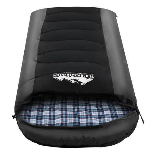 Ozdingo Weisshorn single black sleeping bag with thermal insulation, suitable for camping and hiking in cold weather down to -20°C