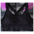 Crimson Gaia SOBEYO black padded sports bra with elastic straps and cross-back design, ideal for activewear workouts.