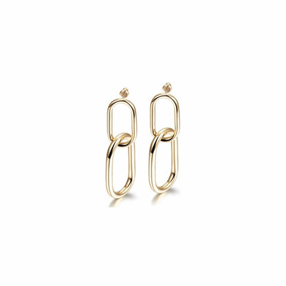 Lavender Phoebe interlocking hoop earrings in polished metal, showcasing their stylish circular design and clasp closure.