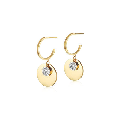 Lavender Phoebe double round dangle CZ earrings with sparkling cubic zirconia stones, jewelry and watch accessory.