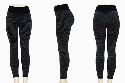 Black mesh knitting high waist yoga pants by Amethyst Hera, designed for gym and home workouts.