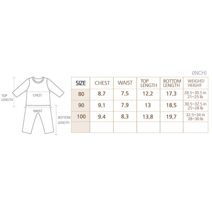 Organic cotton baby toddler pajama set by Amber Erebus, featuring high-tension flat seams and soft, comfortable fabric.