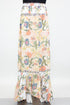 Yellow Hera floral maxi skirt with flared bottom, featuring vibrant flower patterns and flowing fabric.