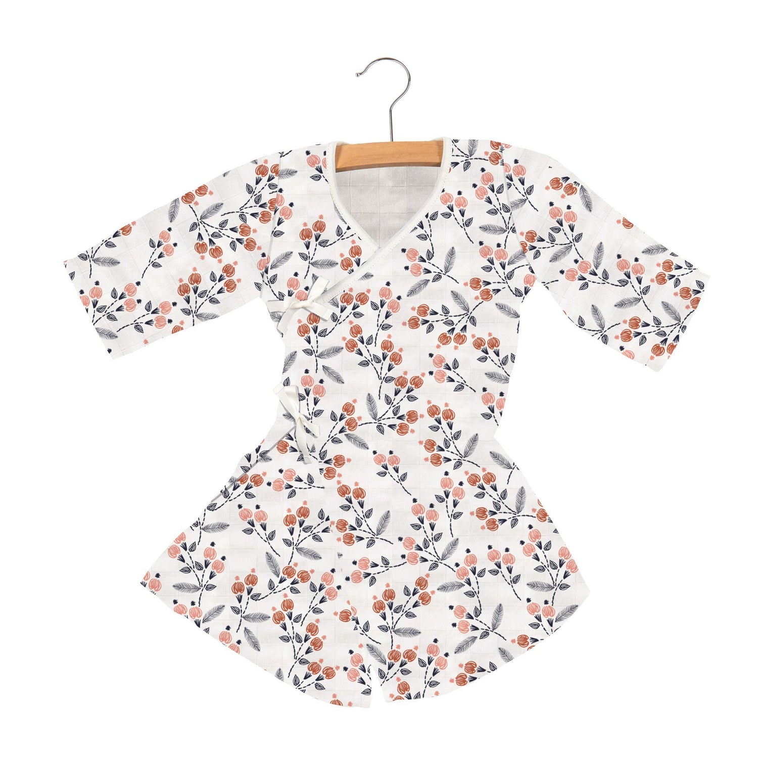 Lavender Charlie Dahlia Floral Bamboo Newcastle Mini Robe for kids and babies, featuring a soft floral bamboo fabric.