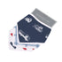 Lavender Charlie Things That Go bandana bib for kids and babies, featuring colorful vehicle patterns on soft fabric.