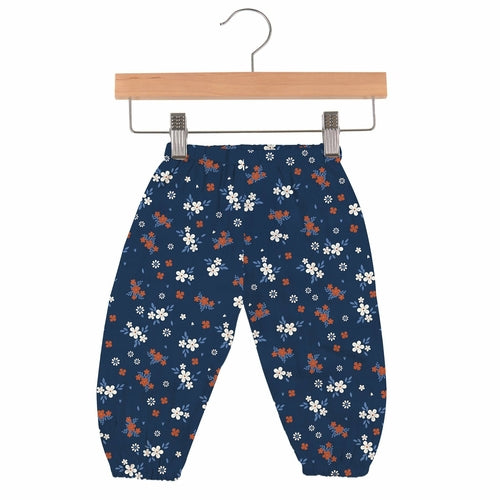 Lavender Charlie Serenity Floral Bamboo Newcastle Mini Pants for kids and babies, with a colorful floral pattern and soft fabric.