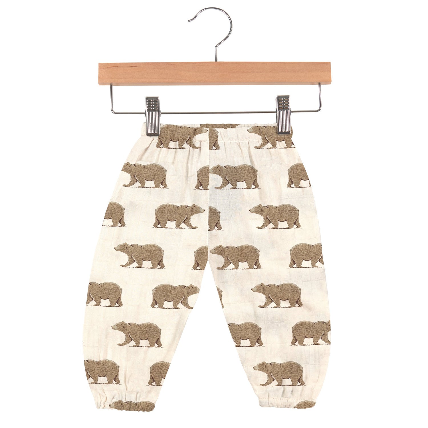 Lavender Charlie Goodnight Bear Bamboo Newcastle Mini Pants for kids and babies, featuring soft bamboo fabric and bear print design.