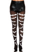 Black and white Gothic bat print pantyhose by Rose Chloe, featuring a stylish bat design on sheer hosiery for a bold look.
