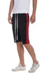 Black and red single stripe shorts by Lime Milo, casual athletic shorts with bold stripe detail.