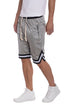 Grey Lime Milo solid mesh basketball shorts with breathable fabric and elastic waistband, designed for active sportswear.