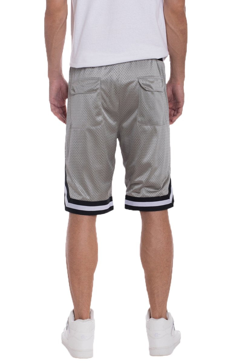 Grey Lime Milo solid mesh basketball shorts with breathable fabric and athletic fit, ideal for sports and active wear.