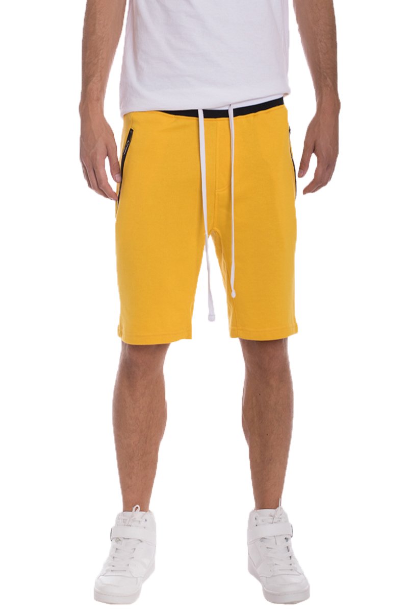 Yellow Lime Milo French Terry Shorts with an elastic waistband and relaxed fit, suitable for casual wear.