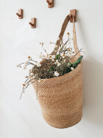 Start2Finish wall hanging basket with woven design, ideal for indoor or outdoor decor, featuring natural fiber craftsmanship.