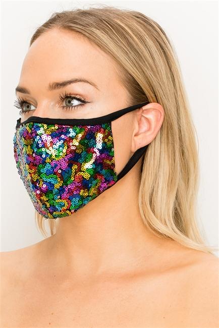 Kyanite fashion mask SW315 with sequin embellishments, double-layer contoured face mask, stylish accessory for face covering.