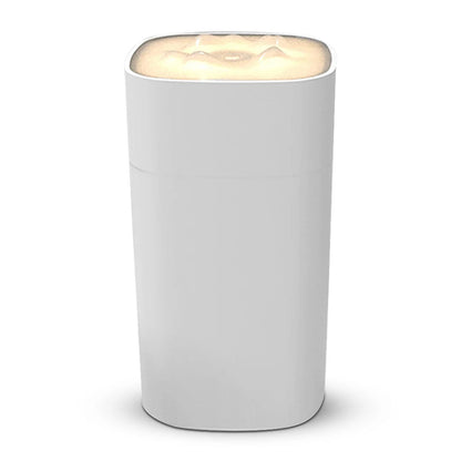 Maroon Asteria portable mini humidifier with small spray, desktop design, silent operation, and aroma essential oil compatibility.