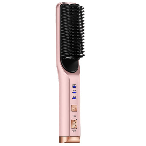 Maroon Asteria portable wireless hair straightener and curling iron with ion comb, USB charge, compact haircare tool.