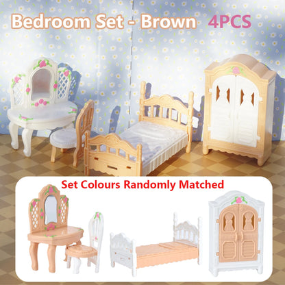 Set of 24 brown miniature dollhouse furniture accessories for kids&