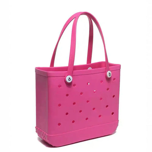Waterproof EVA rubber beach tote bag by Raspberry Eurybia, featuring a stylish design for beach and casual outings.