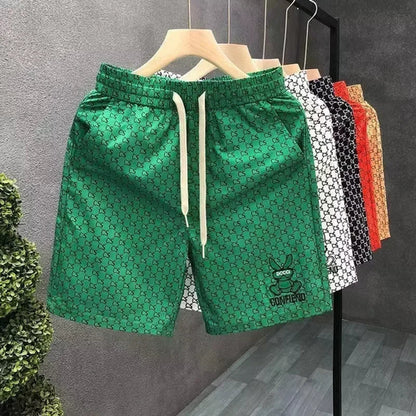 Frank luxury loose beach shorts by Raspberry Eurybia, featuring lightweight fabric and casual fit perfect for beachwear.