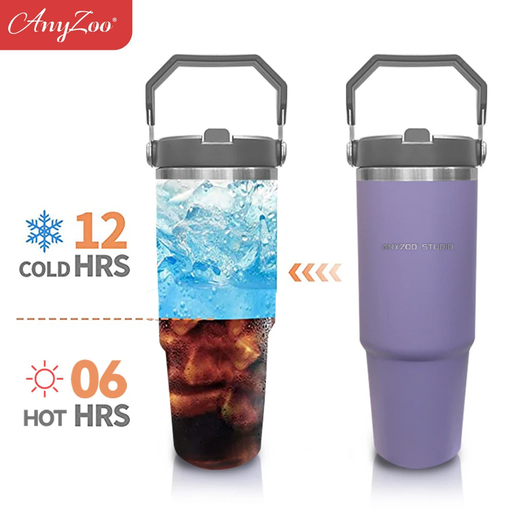Stainless steel Raspberry Eurybia 900ml tumbler with a sleek, insulated design for hot and cold beverages.