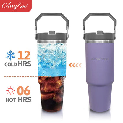 Stainless steel Raspberry Eurybia 900ml tumbler with a sleek, insulated design for hot and cold beverages.