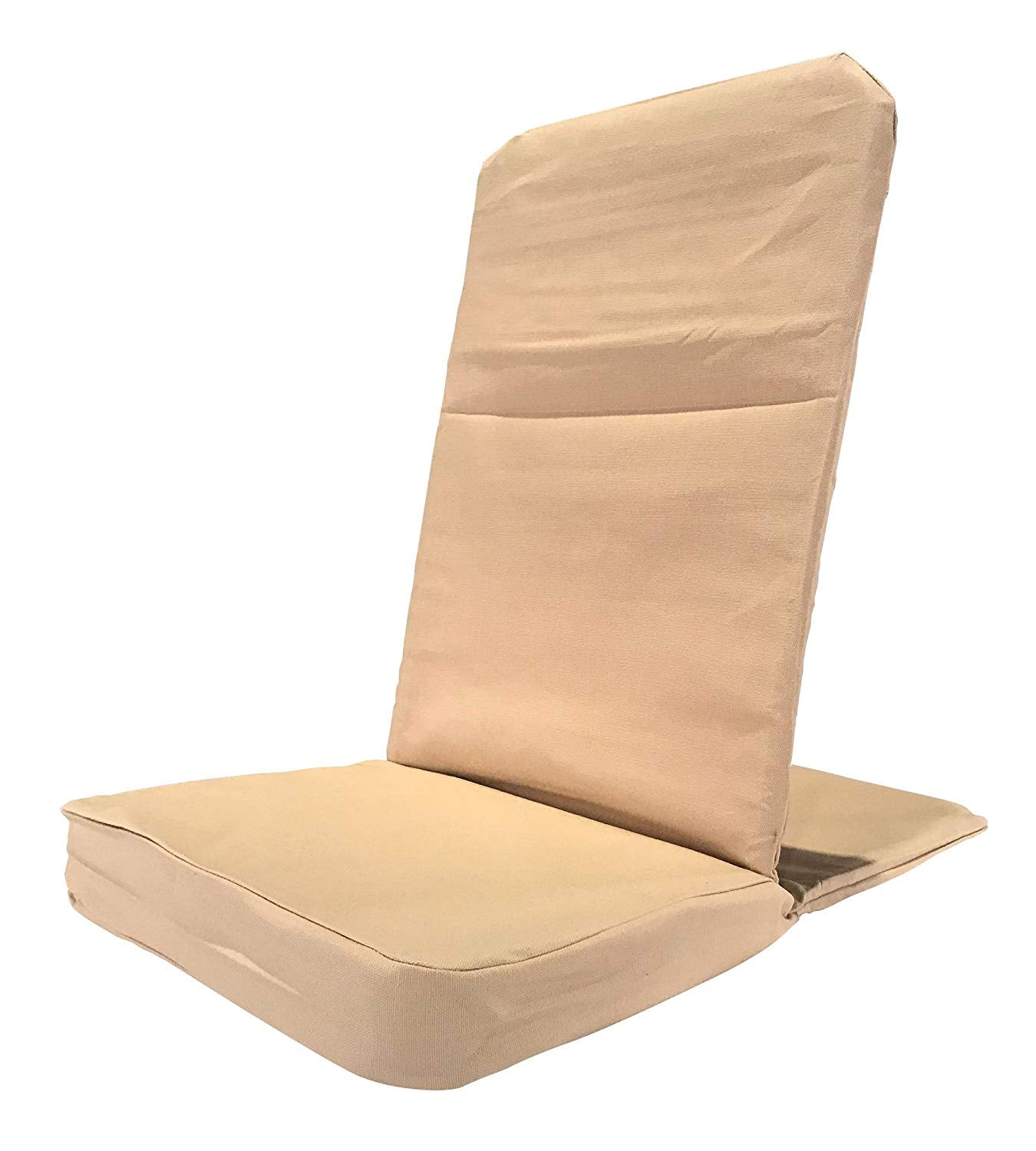Alabaster OMSutra folding meditation chair in sand color, portable and lightweight for comfortable outdoor meditation sessions.