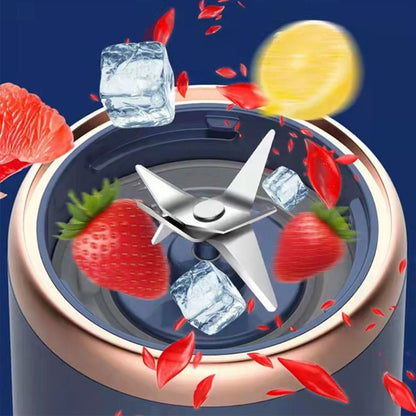 Yellow Pandora twin gear portable juice blender for kitchen, showing compact design and stainless steel blending components.
