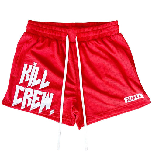 Raspberry Eurybia casual quick-dry beach shorts for men, featuring lightweight swimwear fabric and a relaxed fit.