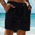 Raspberry Eurybia linen-cotton beach shorts with a relaxed fit, featuring a casual design ideal for summer beach holidays.