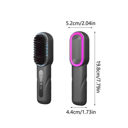 Maroon Asteria wireless hair straightener with shrink design and Type-C charging, featuring a sleek straight hair comb.