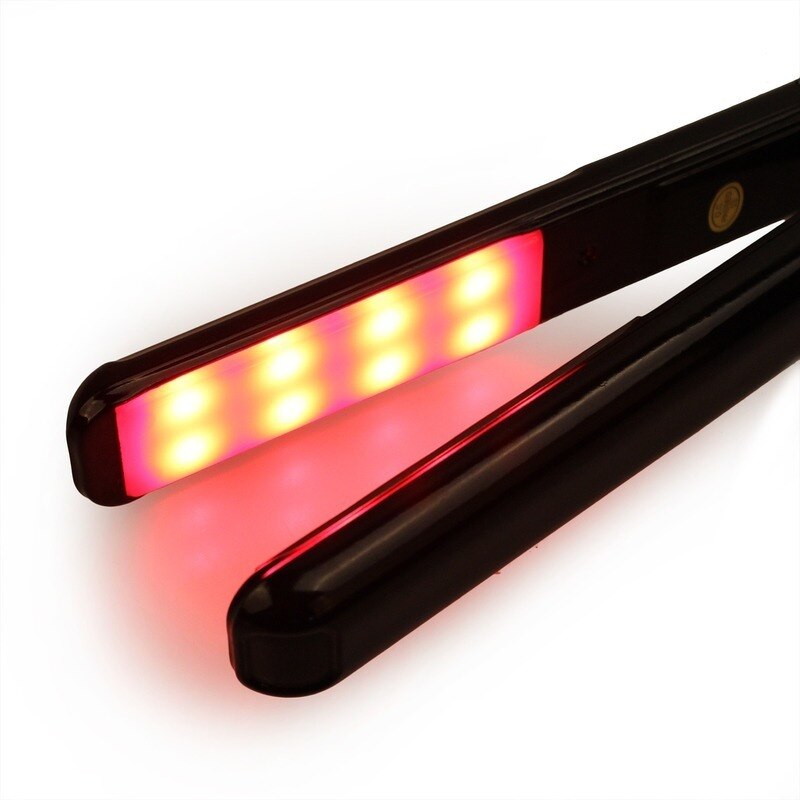 Maroon Asteria infrared and ultrasonic professional hair straightener with cold hair care technology, shown with sleek design and controls.