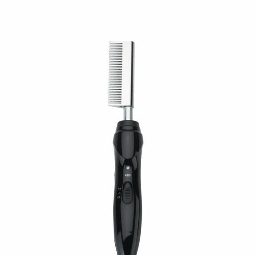 Maroon Asteria ceramic electric hot comb hair dryer brush in black with auto shut-off feature, suitable for hair styling and smoothing.