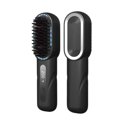Maroon Asteria wireless hair straightener with shrink design and Type-C charging, featuring a sleek straight hair comb in black.