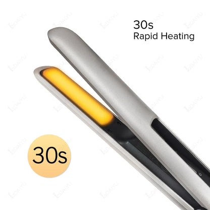 Maroon Asteria cordless mini hair straightener and wireless curler, portable USB hair styling device for easy use.