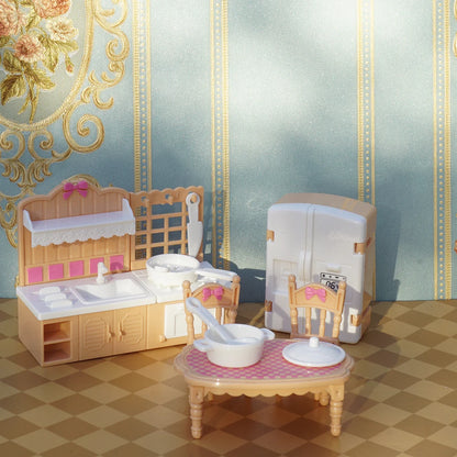 Set of 24 brown miniature dollhouse furniture accessories for kids’ toy play, detailed and cute miniature home decor pieces.