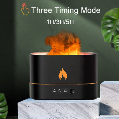 Yellow Pandora essential oil diffuser with flaming effect, timer, and sleek design for aromatic home ambiance.