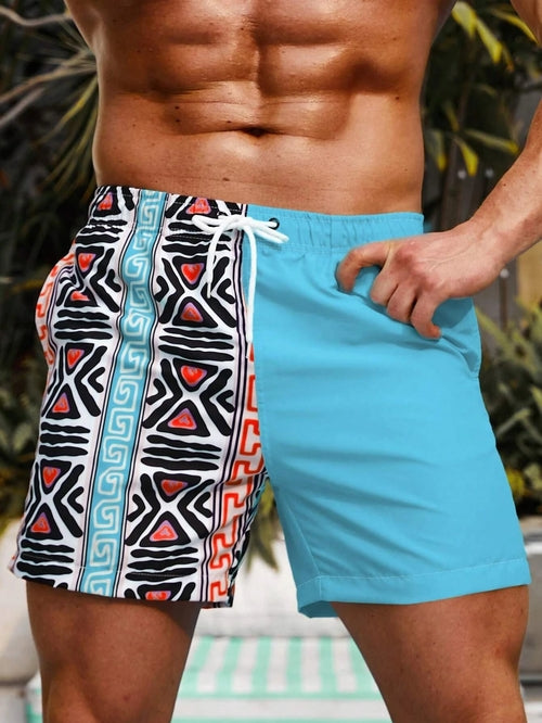 Raspberry Eurybia Hawaiian vacation beach shorts with colorful tropical print and lightweight fabric, perfect for beachwear.