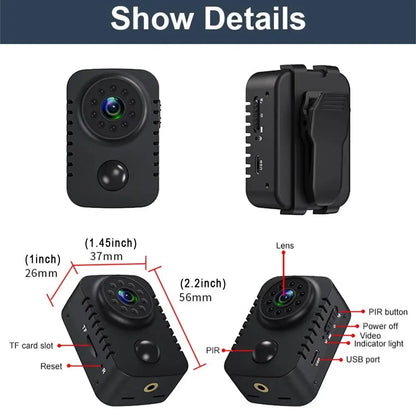Mini Camera 1080P Full HD Smart Pocket Camcorder Black