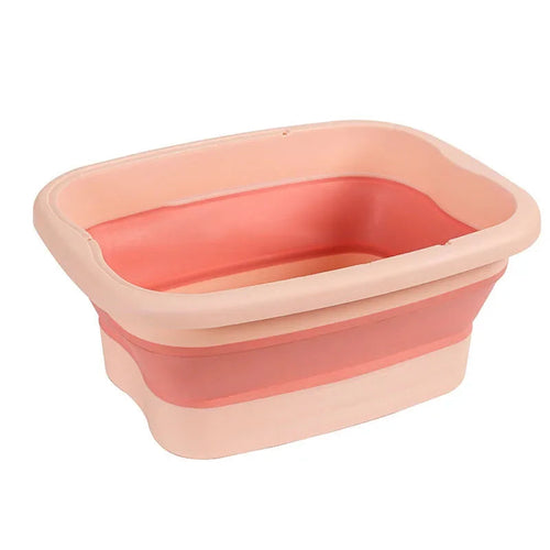 Pink Lucky foldable footbath massage bucket, a portable soaking basin designed for relaxing spa foot treatments.