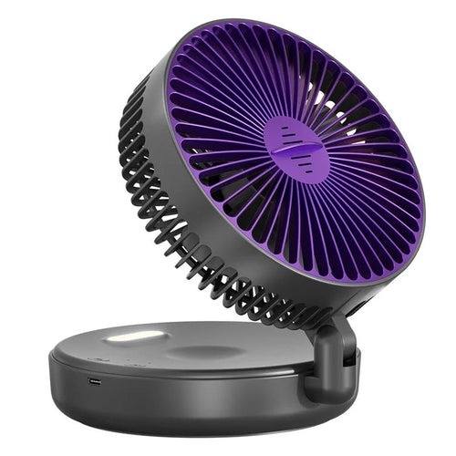 Maroon Asteria 6-inch foldable glow-in-the-dark fan, USB-powered desktop fan, quiet mute operation, ideal for home decor.