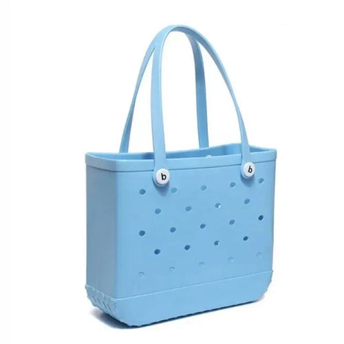 EVA rubber waterproof beach tote bag by Raspberry Eurybia with stylish design and spacious interior for beach essentials.