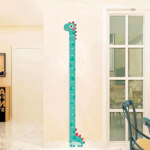 Colorful cartoon unicorn, dinosaur, and giraffe wall height stickers for kids&