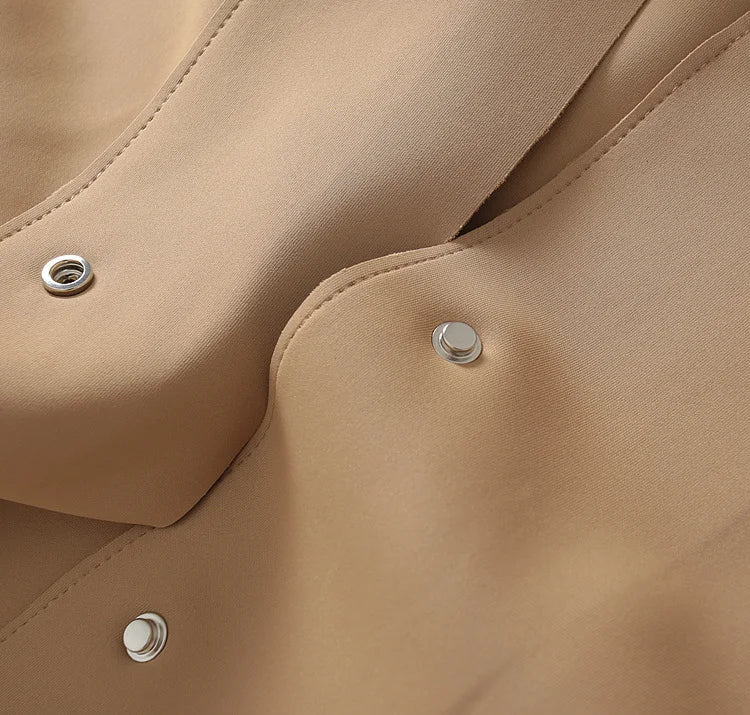 Yellow Angel lightweight French fashion windbreaker, mid-length autumn wind-resistant jacket with sleek, simple design.