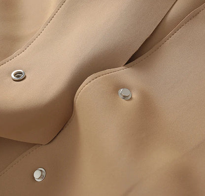 Yellow Angel lightweight French fashion windbreaker, mid-length autumn wind-resistant jacket with sleek, simple design.