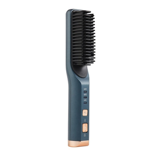 Maroon Asteria portable wireless hair straightener and curling iron with ion comb, USB rechargeable for versatile hair styling.