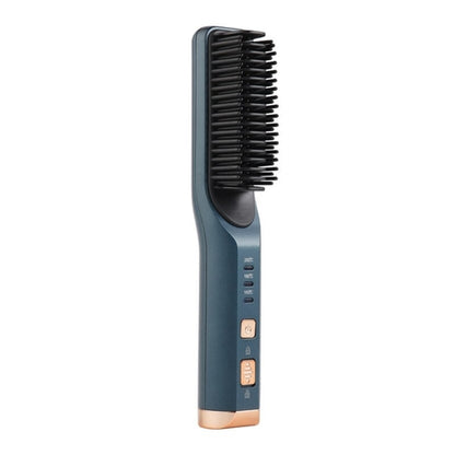 Maroon Asteria portable wireless hair straightener and curling iron with ion comb, USB rechargeable for versatile hair styling.
